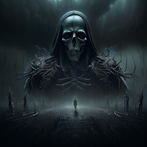 Hyperrealistic Business Meeting with Death in HDR