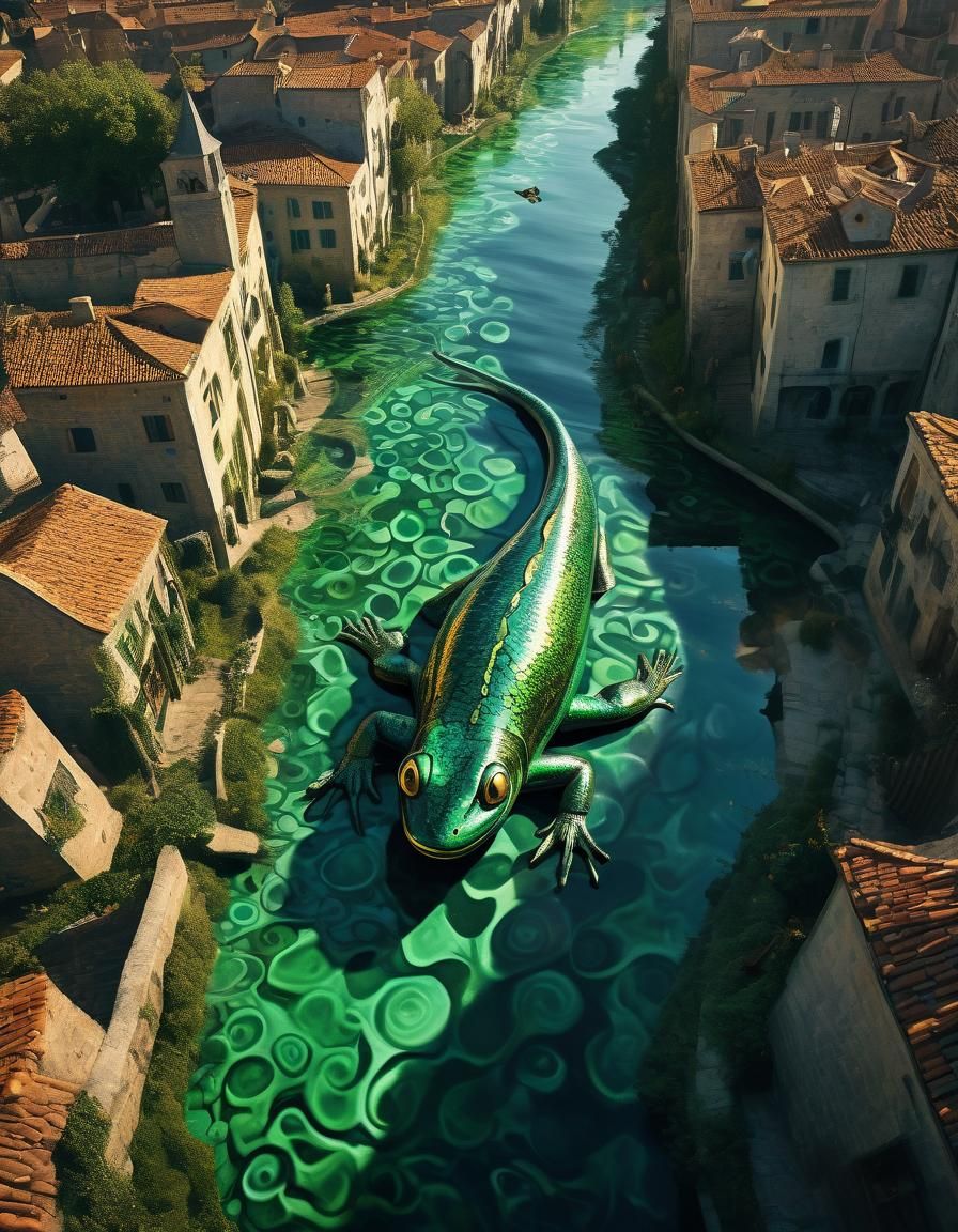Giant Tadpole Flies Over Medieval City, in Diamond Painting ...