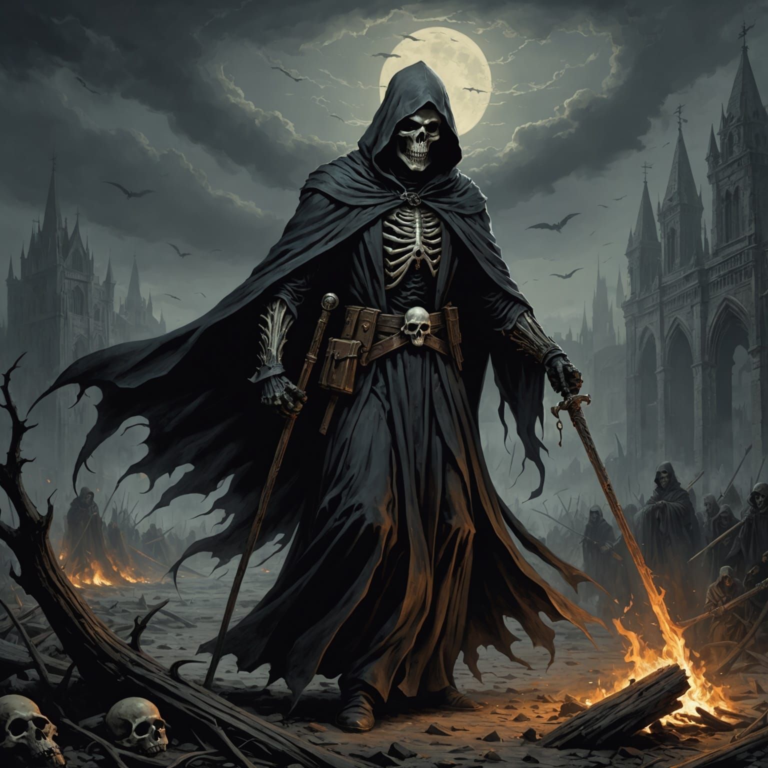 Grim Reaper in Gothic Horror Style