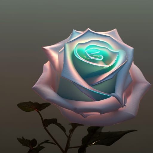 Radioactive Crystal Rose in Cyberpunk Bioluminescent Light