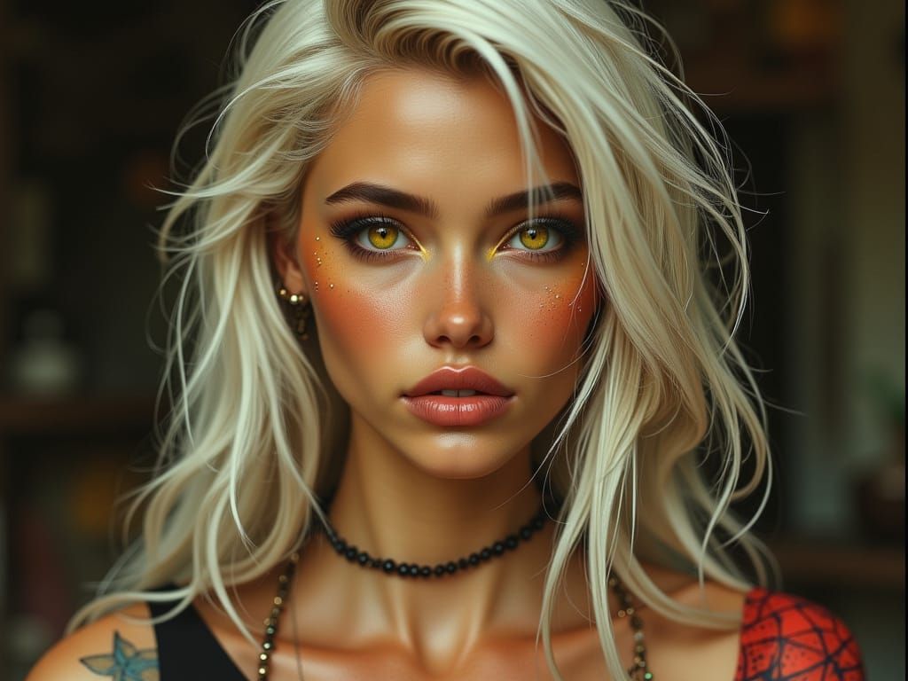 Seductive Gypsy Woman Portrait in High Contrast