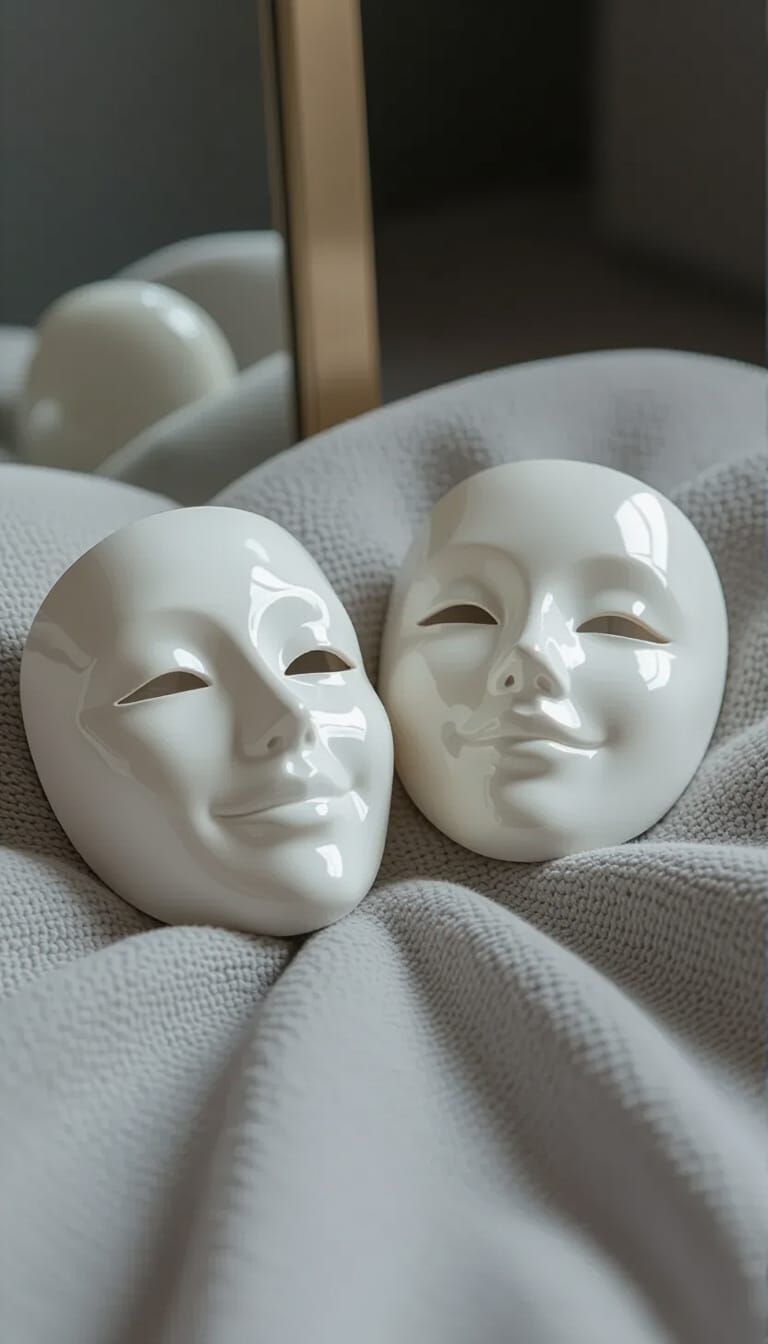 Hyperrealistic Macro View of Porcelain Masks