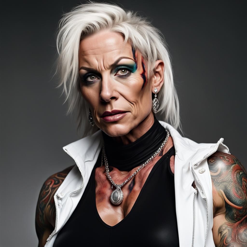 Ripped Female Bodybuilder Portrait in Studio Lighting