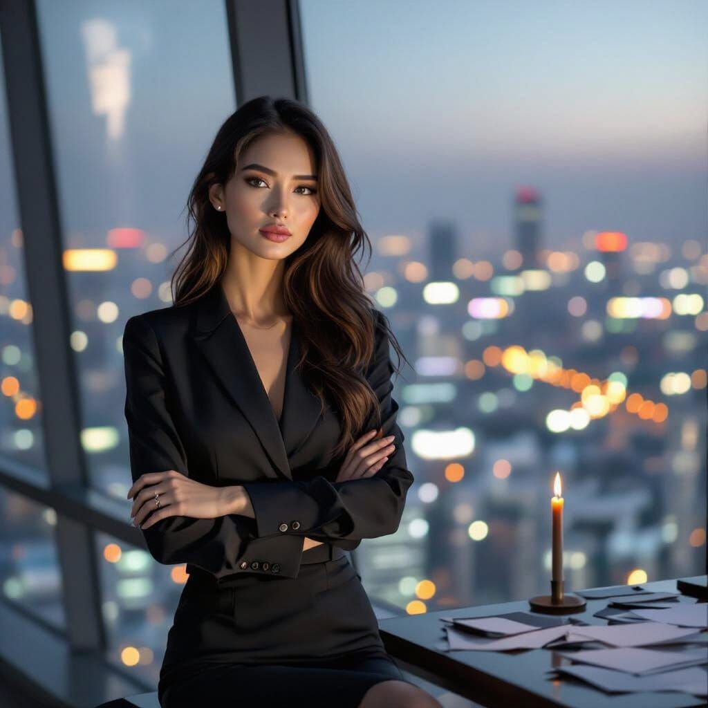 Woman Working Late by Candlelight in Chiaroscuro Style