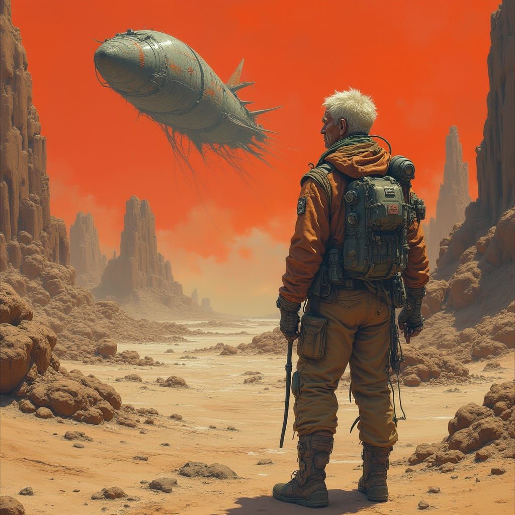 Dystopian Space Explorer on Alien Planet