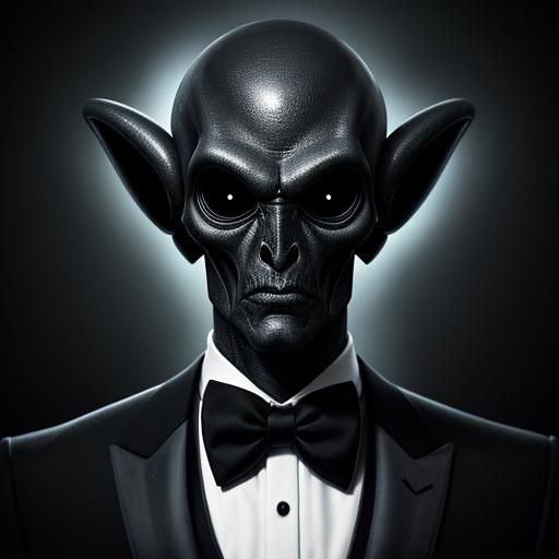 Hyperrealistic Alien Portrait in Tuxedo