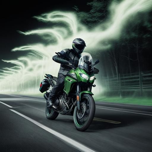 Kawasaki Versys X 300 in Hyperrealistic Splash Art