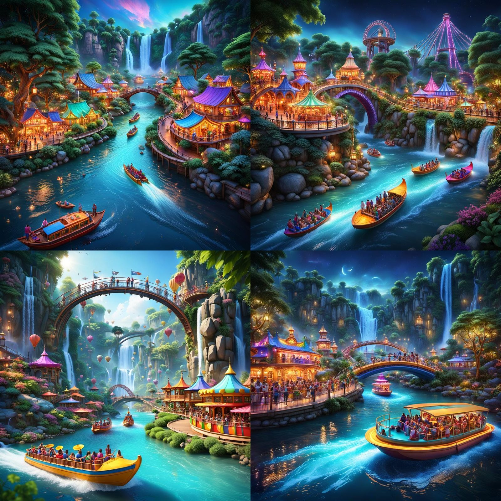 Magical Amusement Park River Ride in 8K