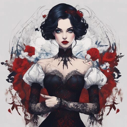 Gothic Snow White in Lingerie Art
