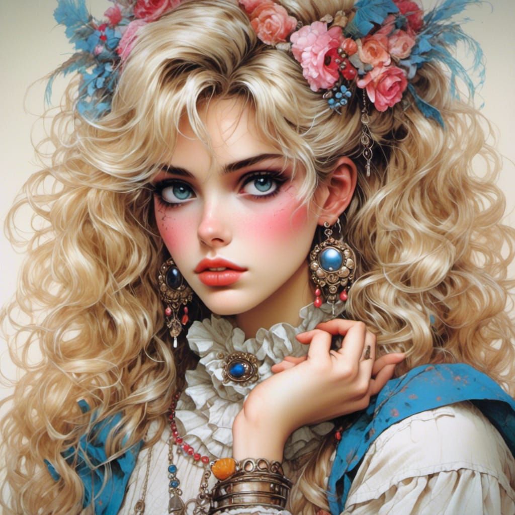 Anime-Style 80s Friends in Retro Painting