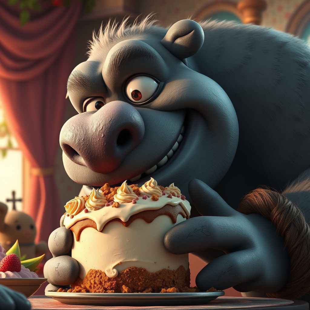 Giant Steals Cake: Whimsical Concept Art