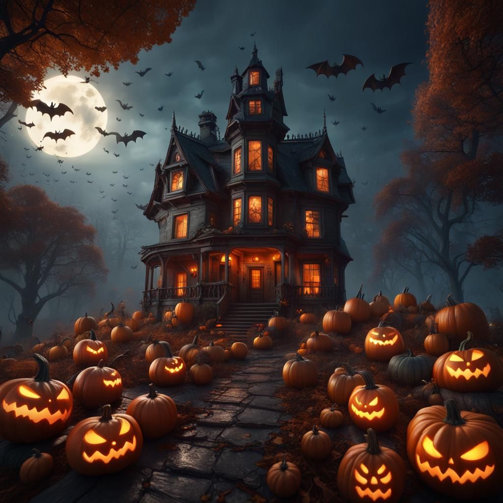 Detailed Matte Painting of a Haunted House