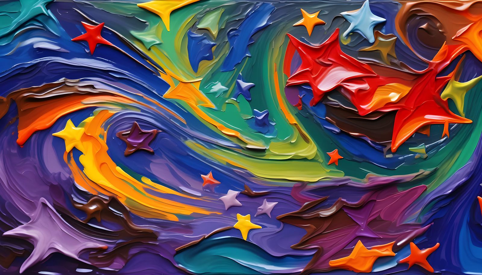Cosmic Maelstrom: Impasto Painting with Swirling Stars
