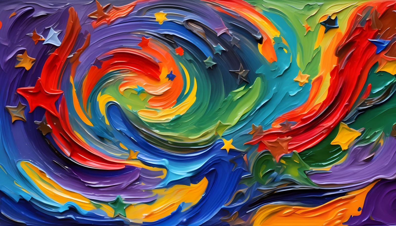 Cosmic Geyser Maelstroms in Impasto Oil