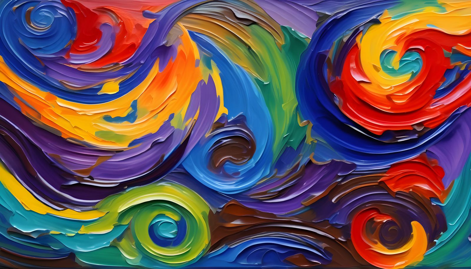 Cosmic Geyser of Swirling Paint and Stars as Impasto Oil