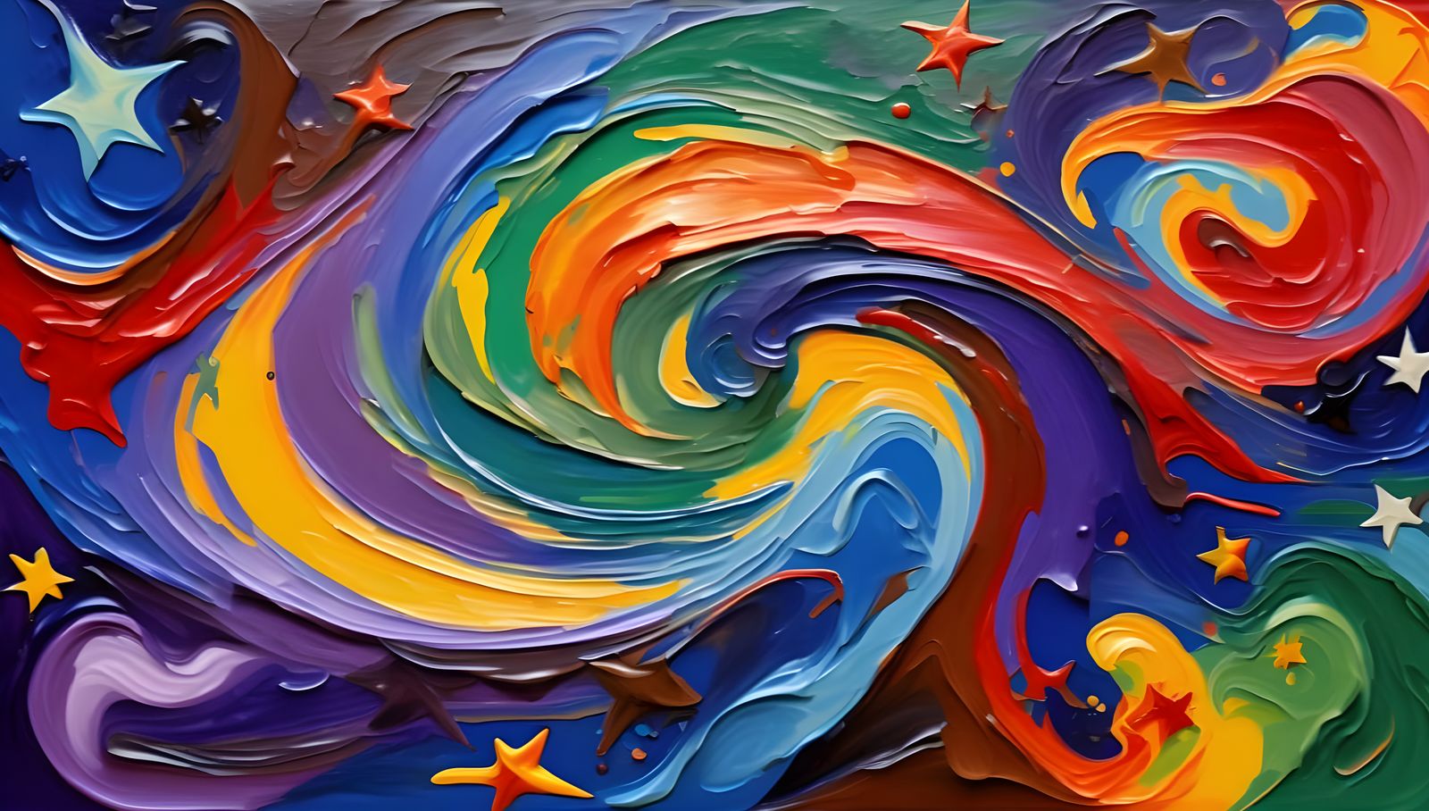 Cosmic Vortex: Impasto Painting with Swirling Colors