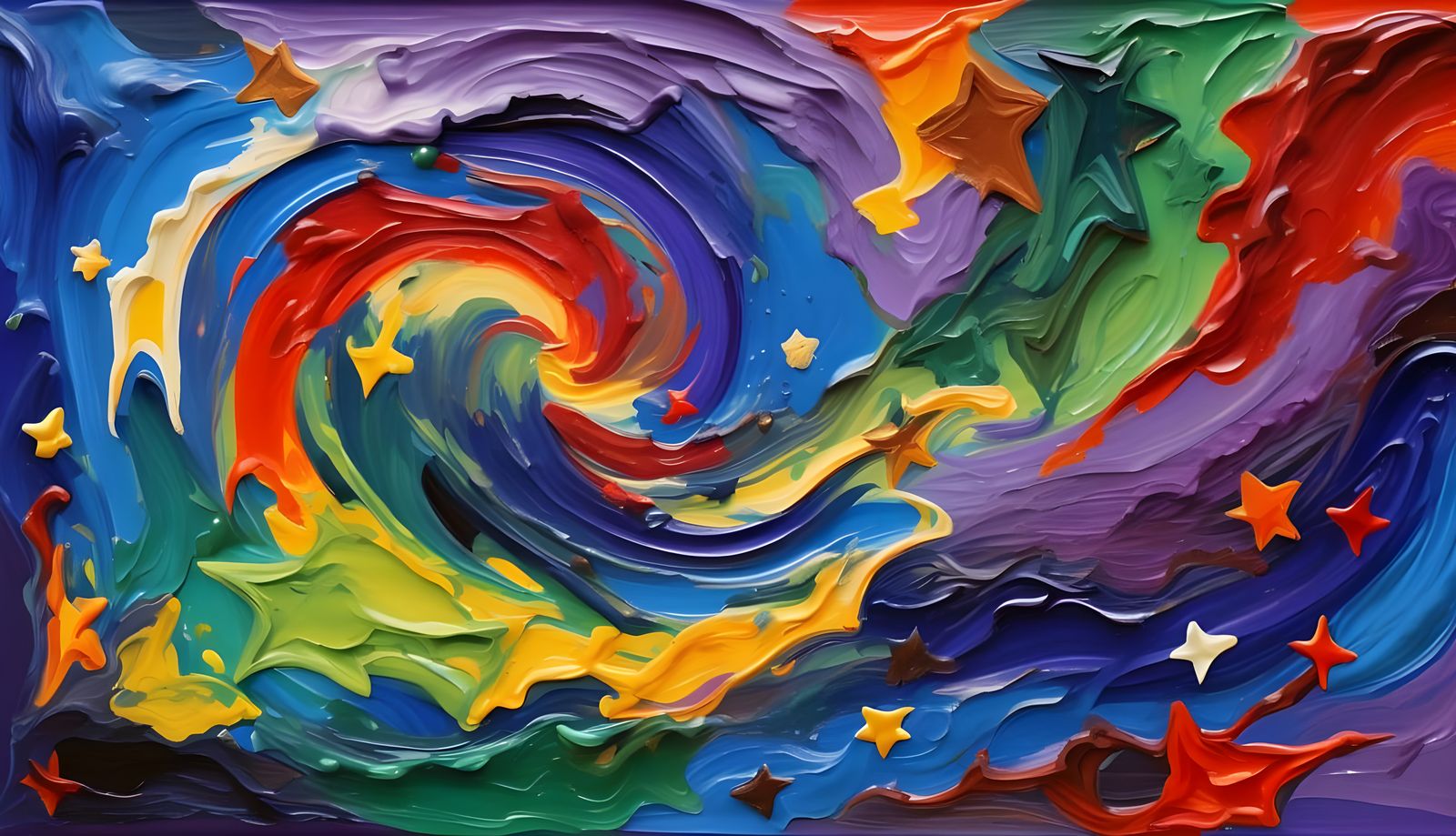 Cosmic Vortex of Stars in Impasto Oil