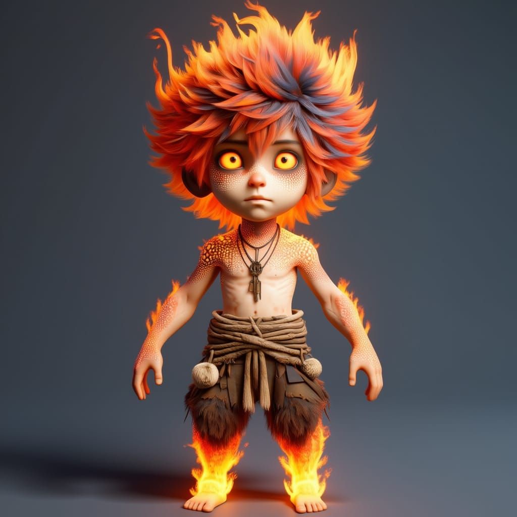 12-Year-Old Fire Entity Character Concept Art