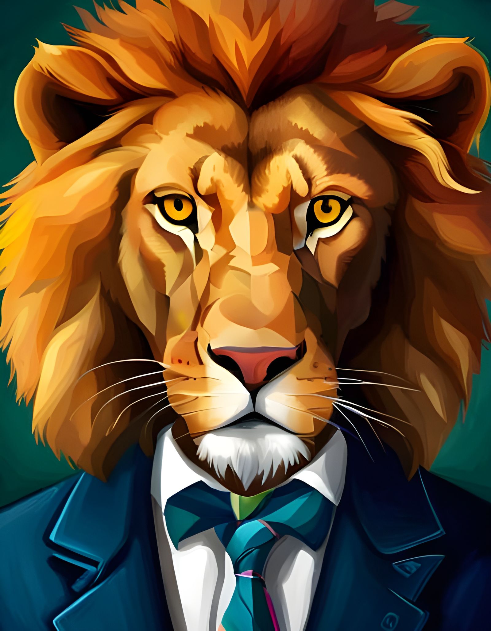 Lion Professor Portrait in Bold Colors