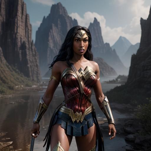 Ebony Wonder Woman Concept Art in Deep Color