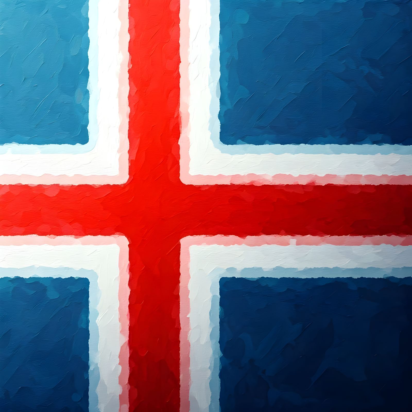 Scandinavian Cross Flag in Gouache Watercolor Style