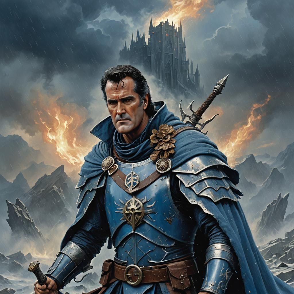 Knight of Helm in Blue Armor, Digital Art