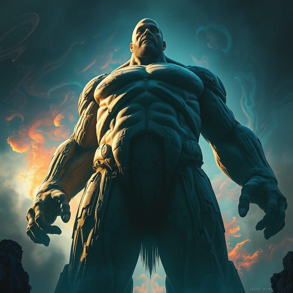 Gigantic Human Form in Hyper-Realistic Art Style