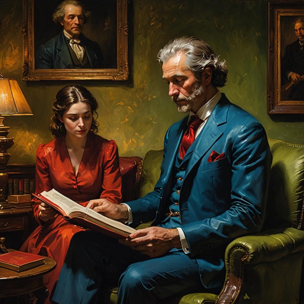 Portal Connecting Reader and Painter in Dreamy Style