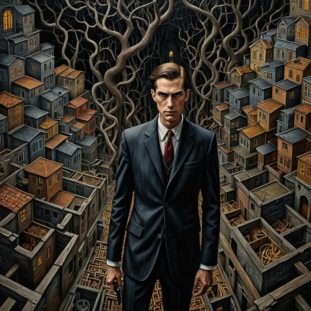 Ominous Slender Man Composition: Oil on Canvas