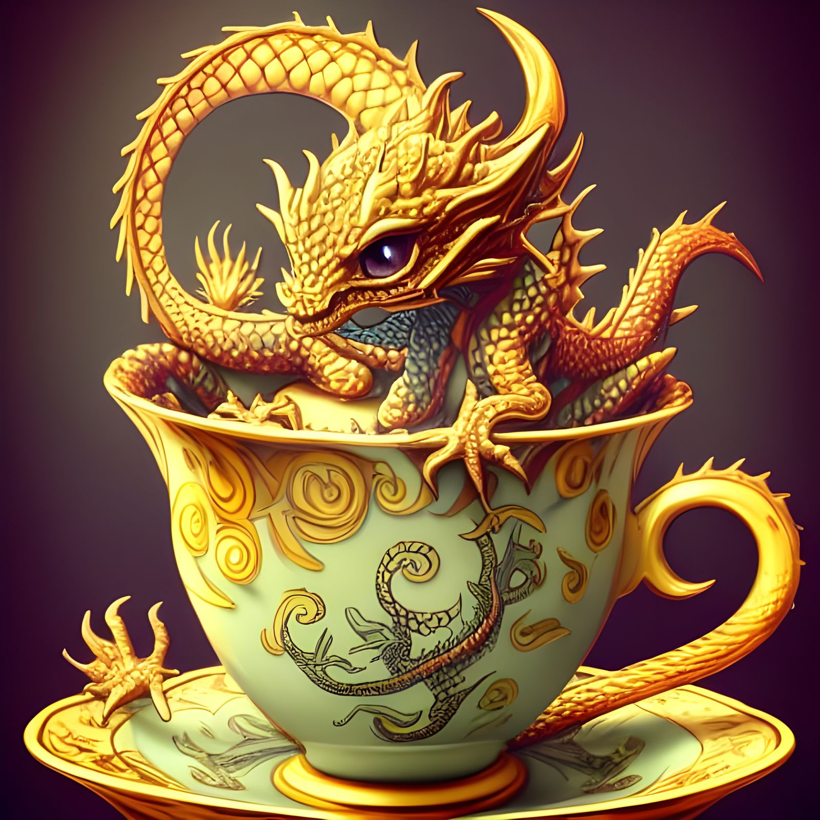 Dragons and Teacups 10 - Golden Dragon