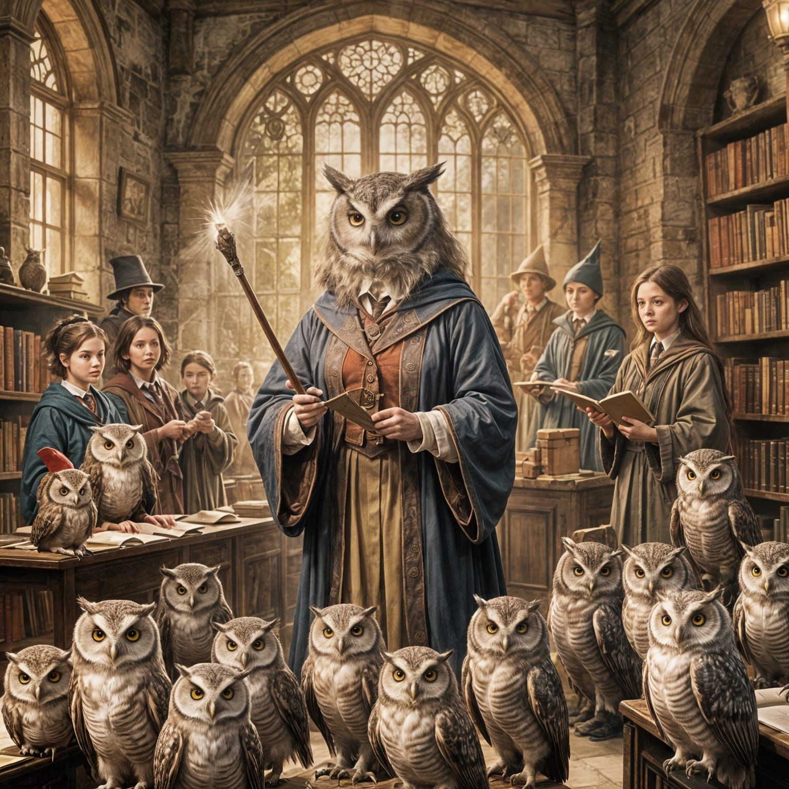 Hogwarts Professor Teaches Young Wizards With Owl
