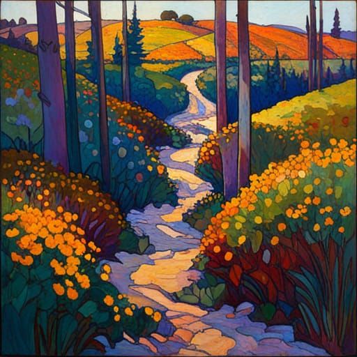 Abstract Art in Stained Glass Style with Fine Details