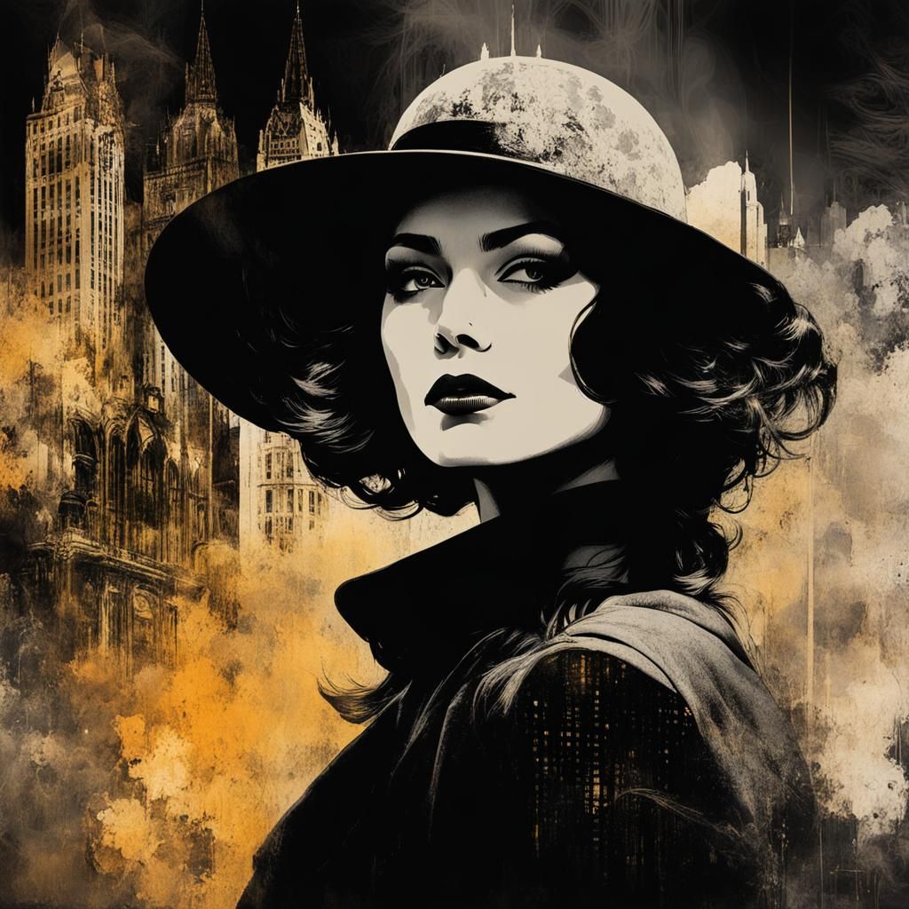 Noir Silhouette in Double Exposure