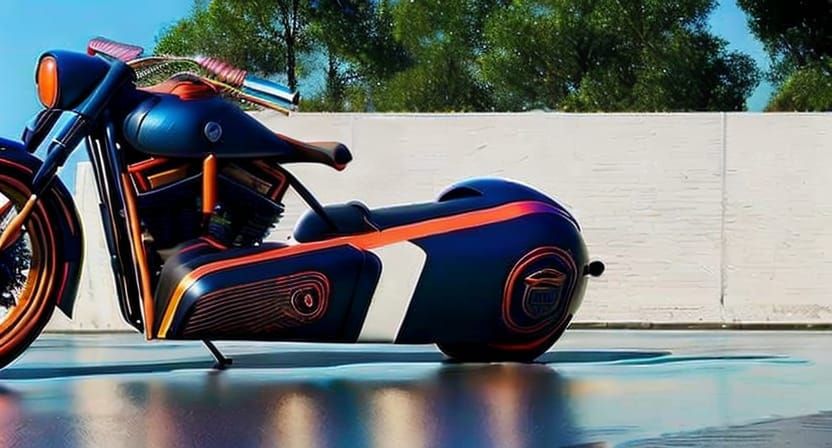 Futuristic Harley Davidson Motorcycle: Detailed Matte Painti...