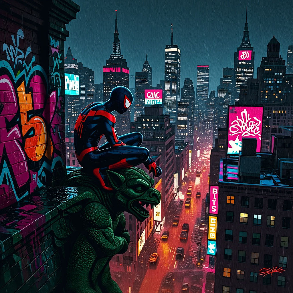 Spider-Man 2099 in Cyberpunk New York City