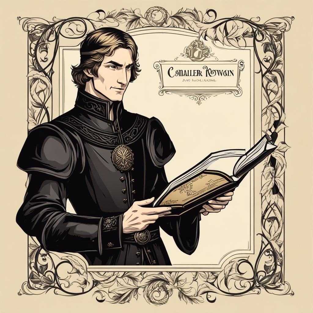 Fair-Haired Medieval Nobleman with Logbook Portrait