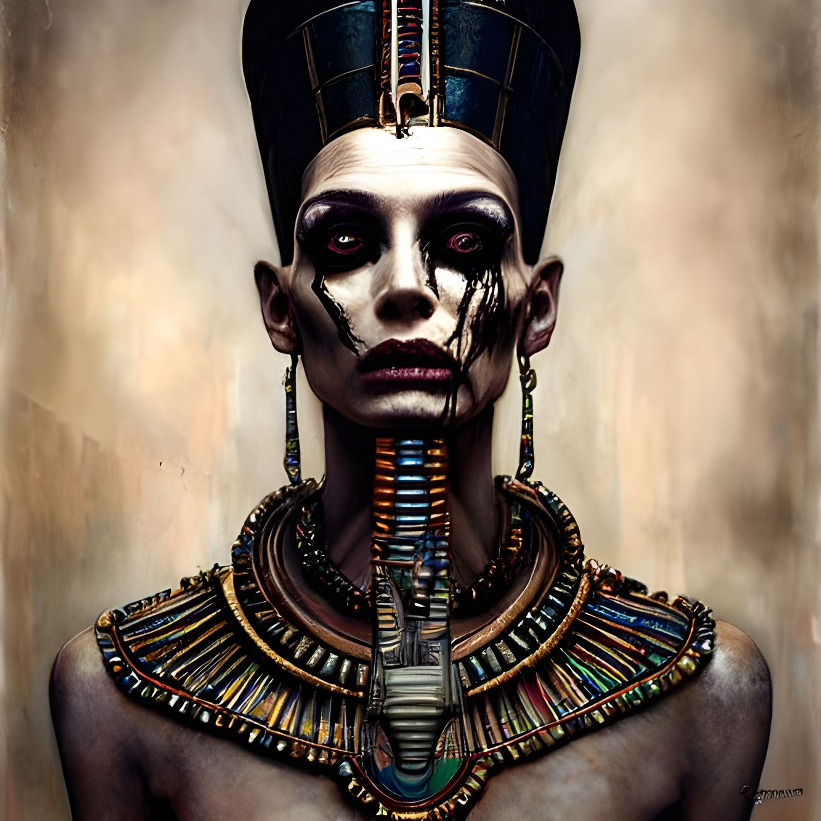 Decaying Skeletal Egyptian Prince in Art Nouveau Style