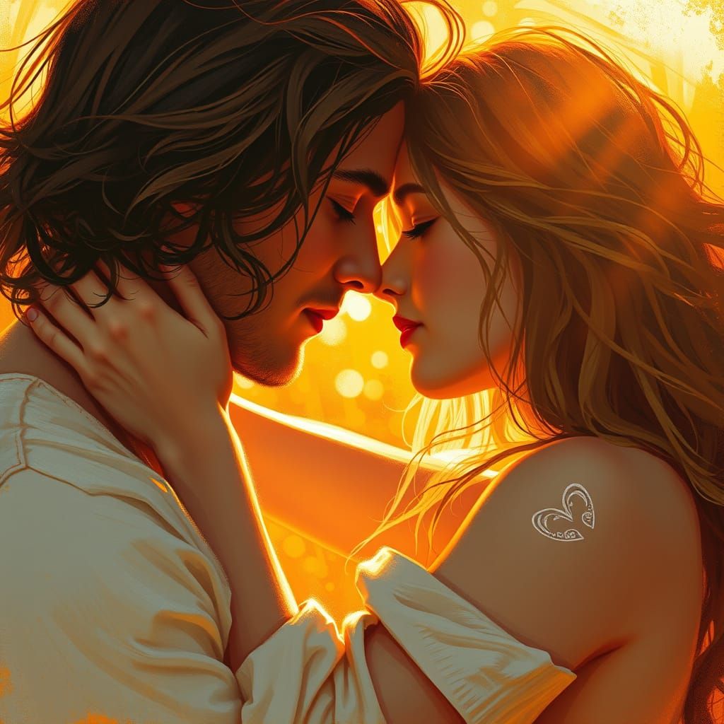 Passionate Lovers in Golden Light