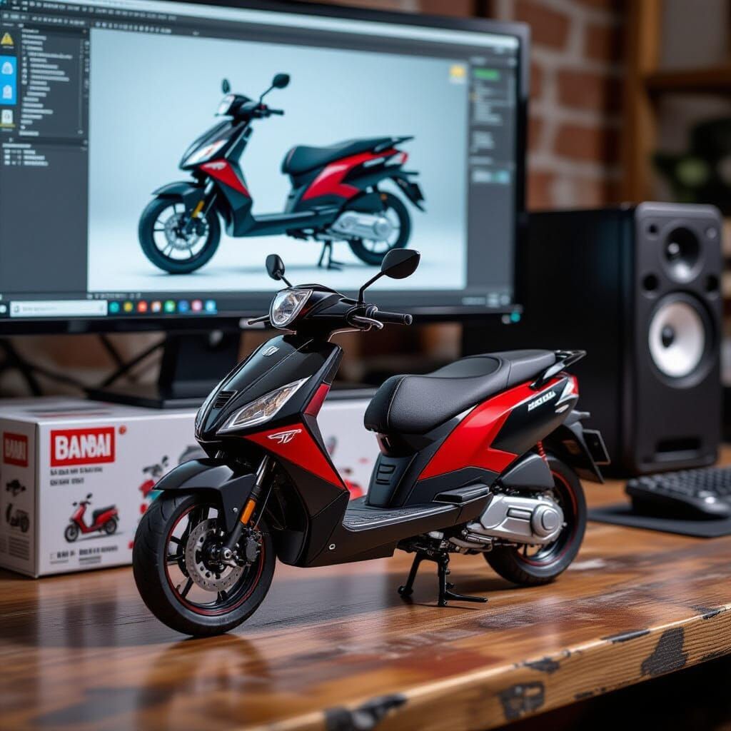 Yamaha Aerox Scooter Model Kit on Desk