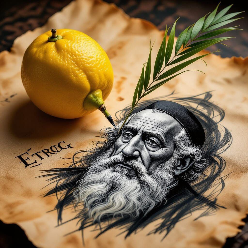 Etrog and Lulav Create Spiritual Portrait