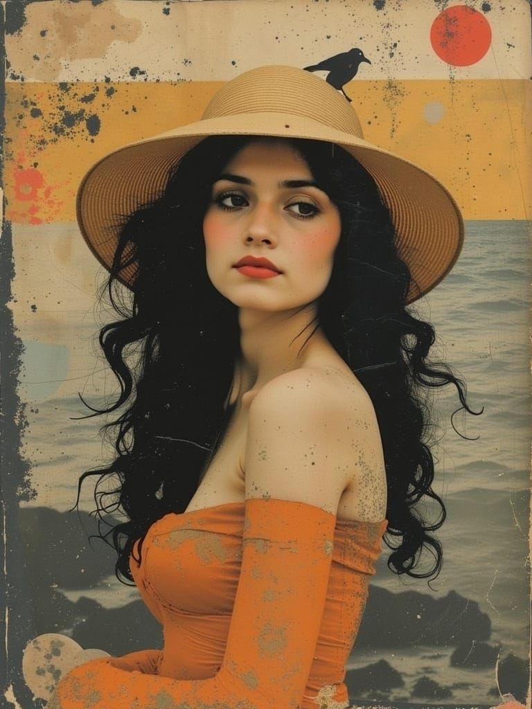 Woman with Swirling Hair in Golden Age Illustration Style