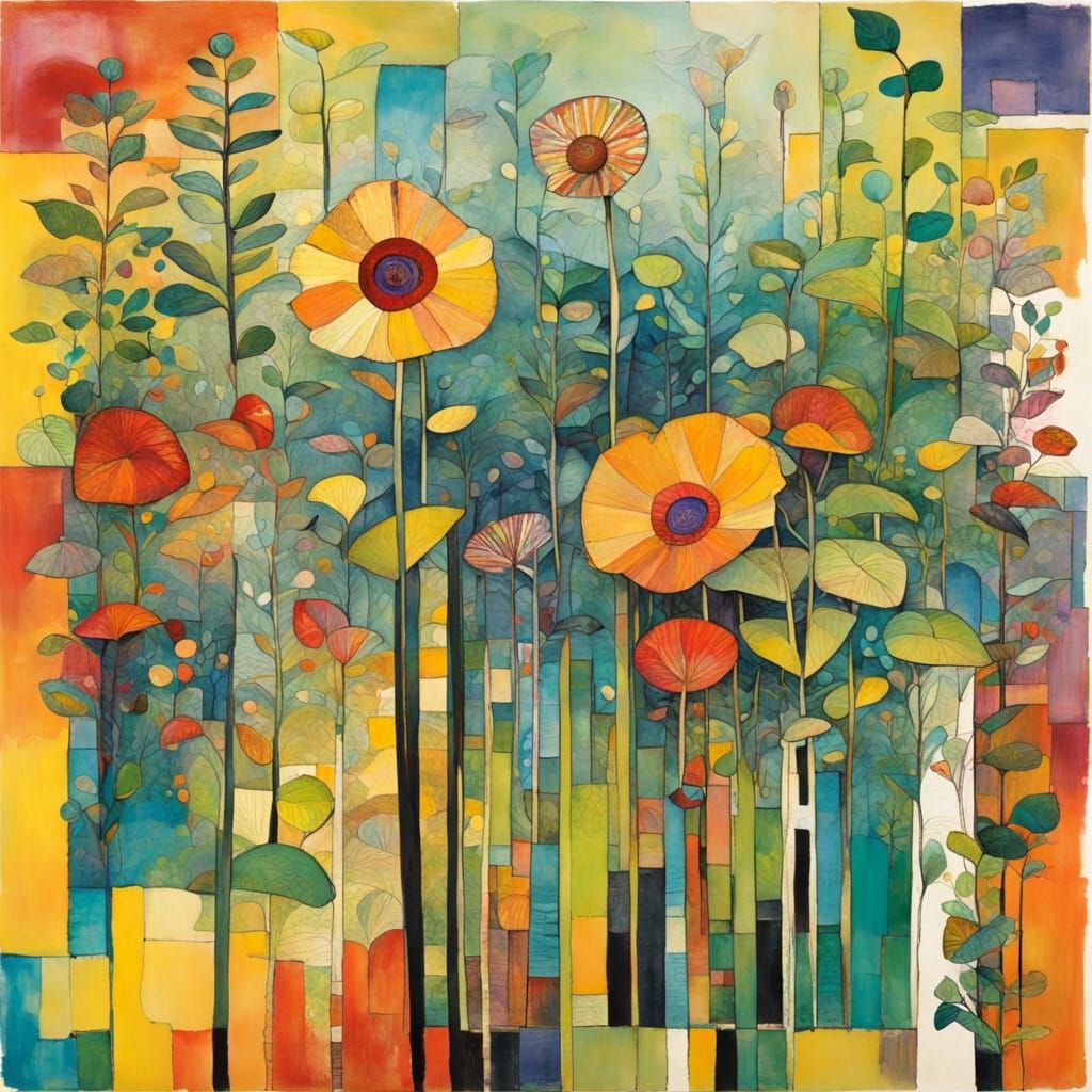 Vibrant Garden Dreams in Expressive Painterly Style