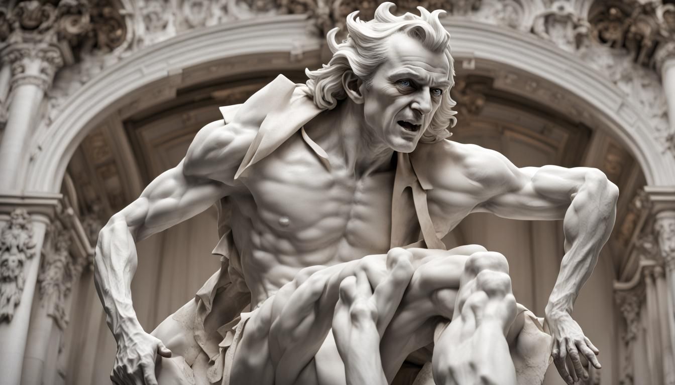 Insane Marquis de Sade Marble Statue in Torture Chamber