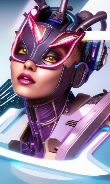 Cyberpunk Cat Girl: Abstract 3D Render