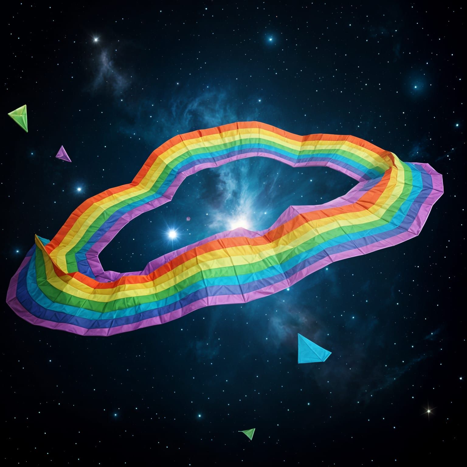 Origami Rainbow Racetrack in Space