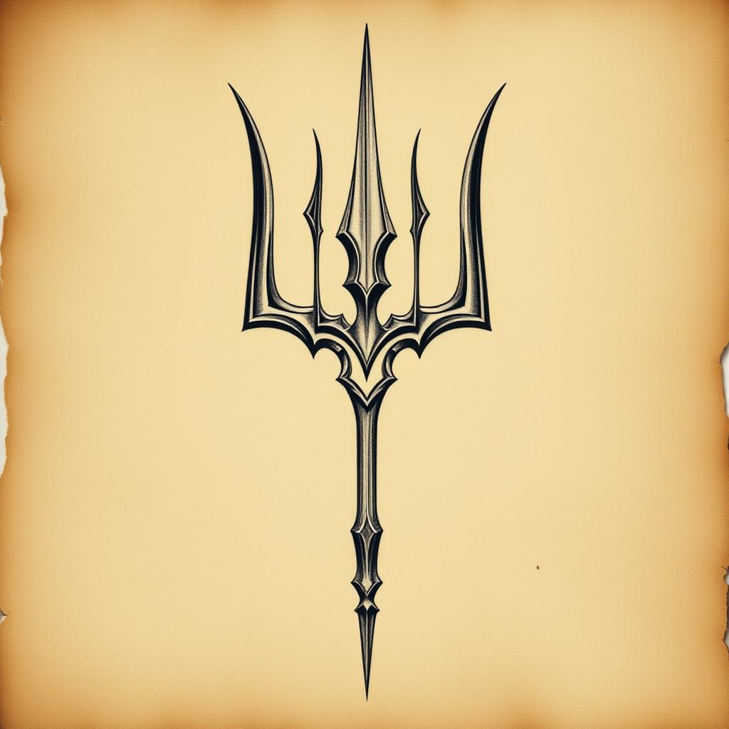 Percy Jackson's Trident in Charcoal Drawing Style