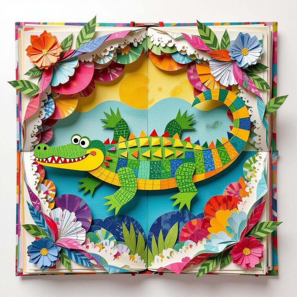 Colorful Crocodile Pop-Up Book in Children's Illustration St...