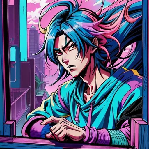 inspired by Akira Toriyama and Eiichiro Oda. digital painting. composition like a mangaka(artist). pastel color schemes....