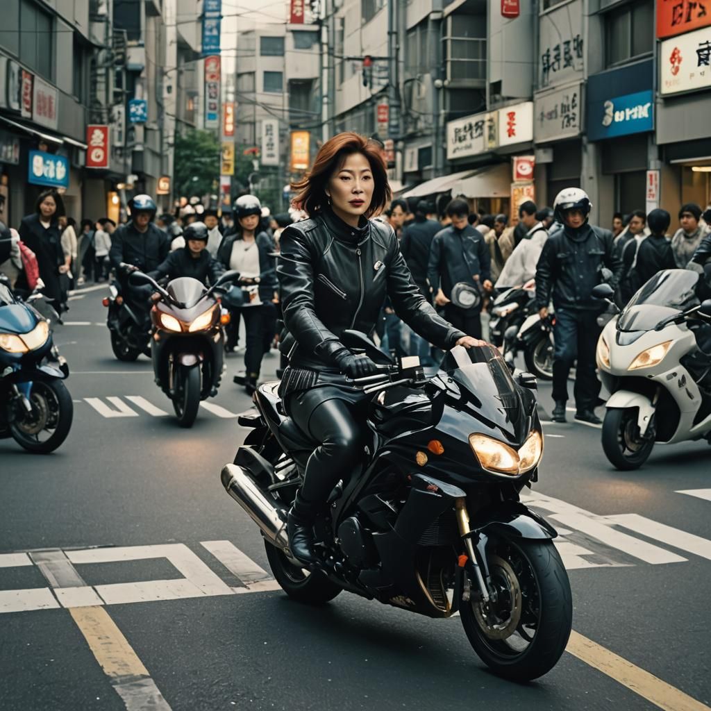Hayabusa Rider in Tokyo: Cinematic Film Still