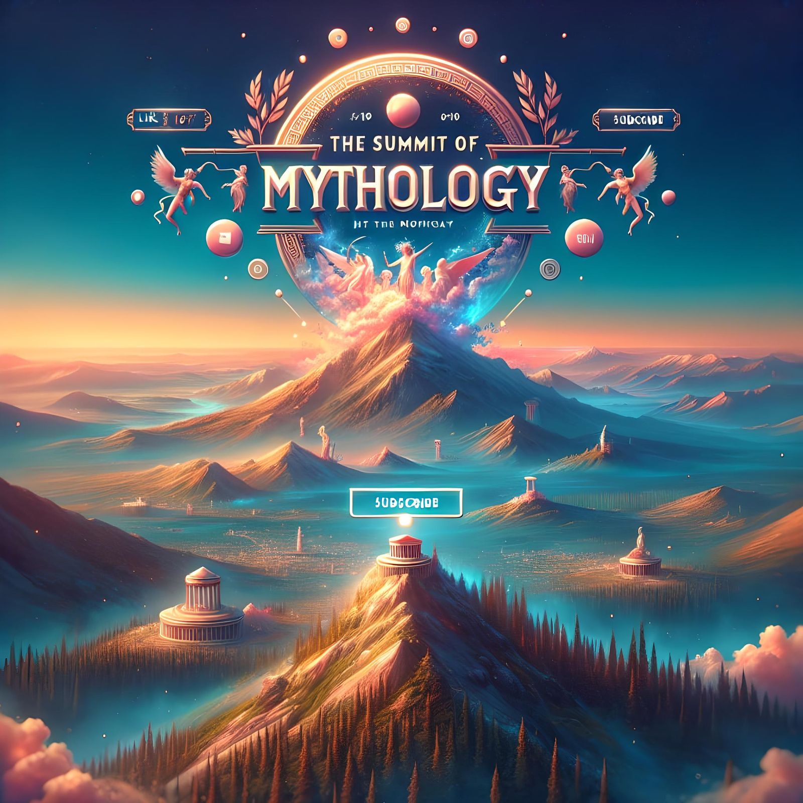 Mount Olympus Gods in Dreamy Haze: Fantasy Logo